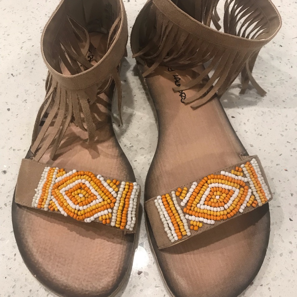 Flat sandals worn once (zipper in back)